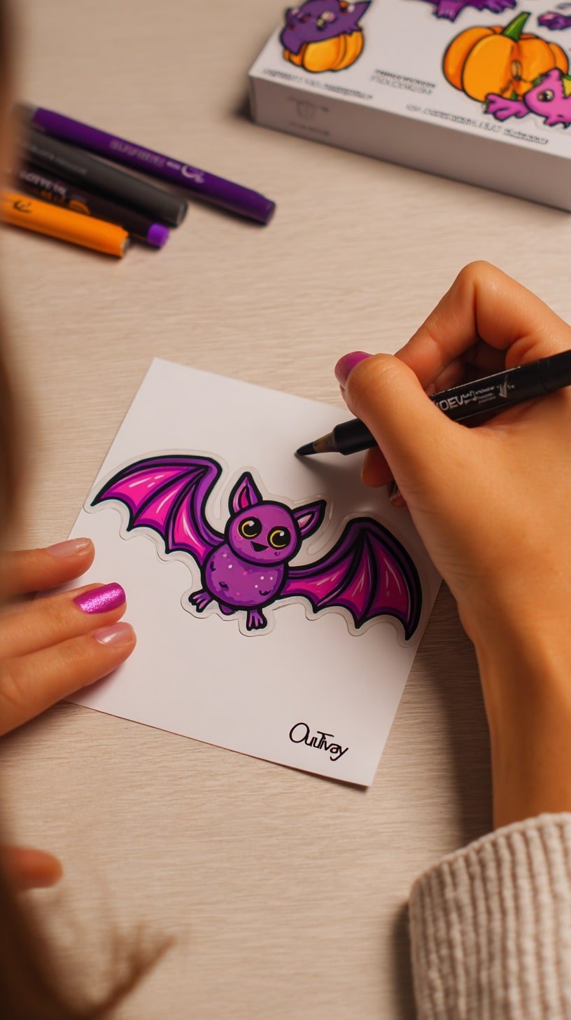 Party Favors with Hand-Drawn Halloween Stickers