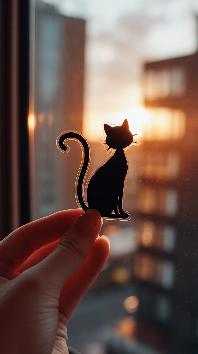 Black Cat Decal for a Window-Sill Chill