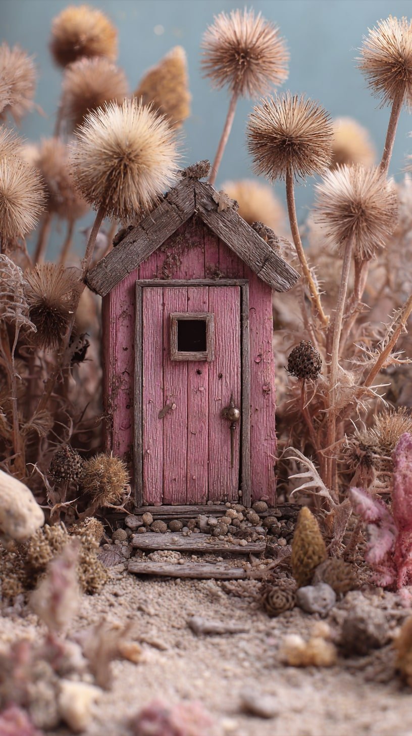 Fairy Door with Aged Wood and Dusty Color