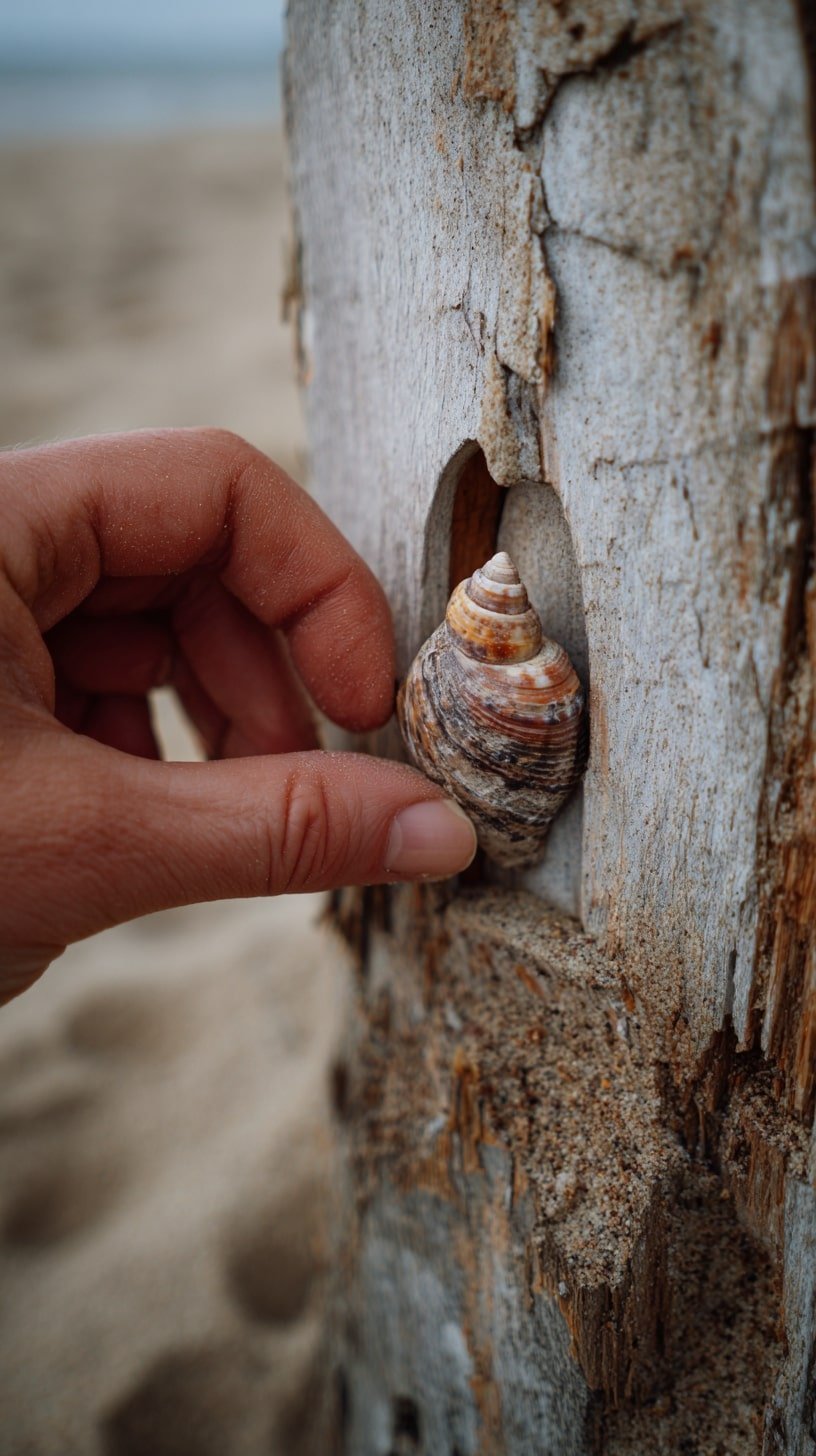 Shell Handle into Driftwood for Coastal Charm