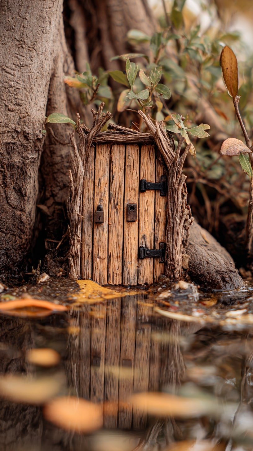 Tree Trunk with Twigs for a Rustic Fairy Door