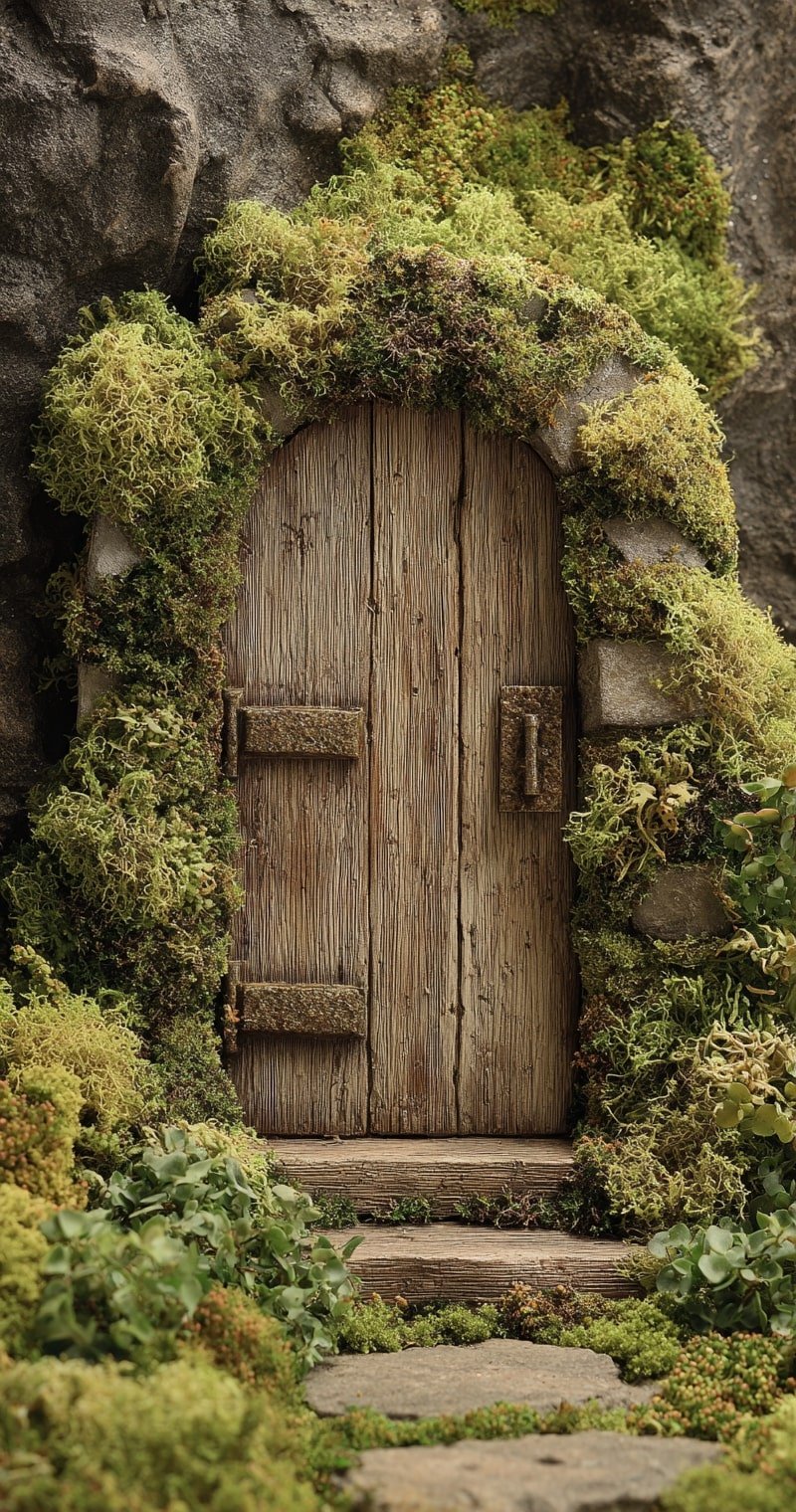 Stone Entry with Moss-Covered Arch