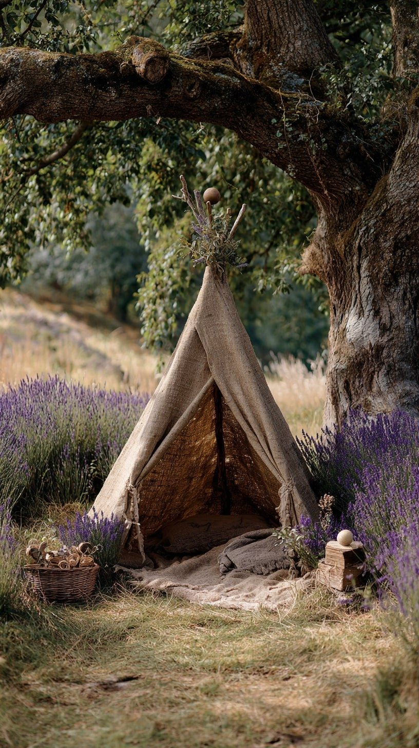 Burlap Sheets for an Earthy Tent-Style Hideaway