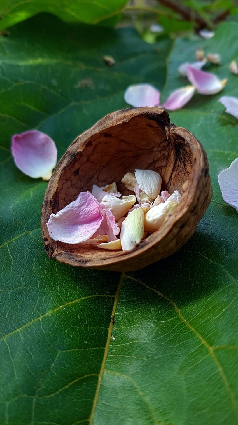 Walnut Shell as a Fairy Cradle or Offering Bowl
