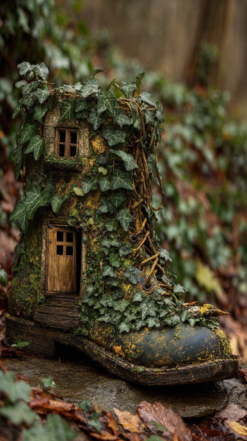 Old Boot into a Moss-Covered Fairy Hideaway
