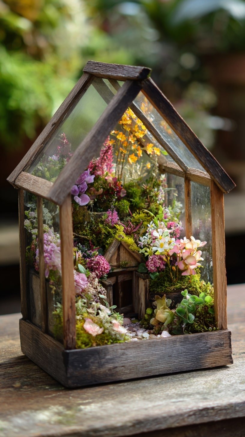 Blooming Entryway with a Glass-Topped Mini Greenhouse