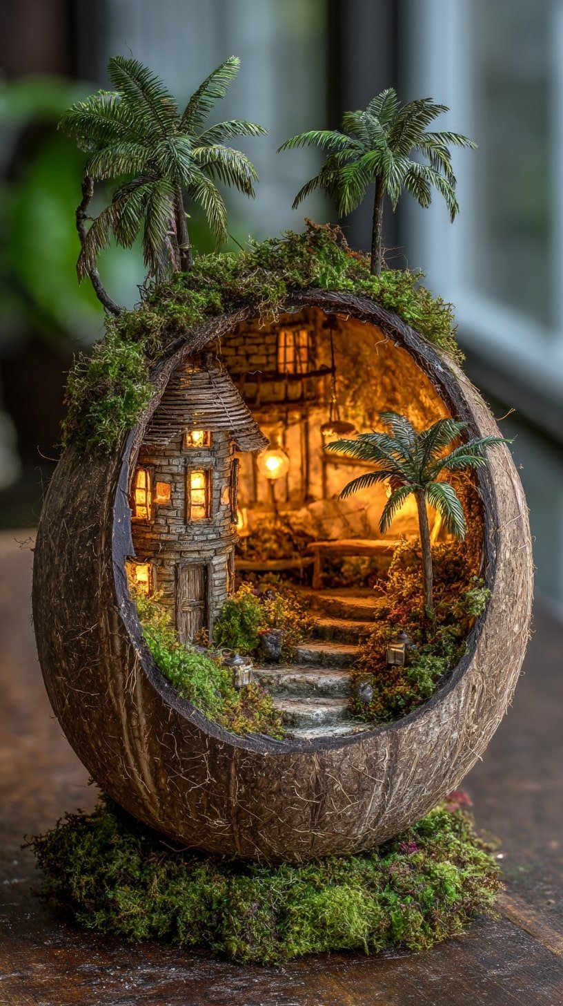Hollow Out a Coconut Shell for a Coastal Fairy Hideaway