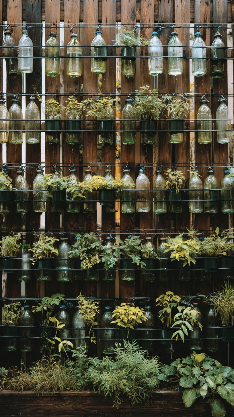 Bottle Rows Against Wood Slats