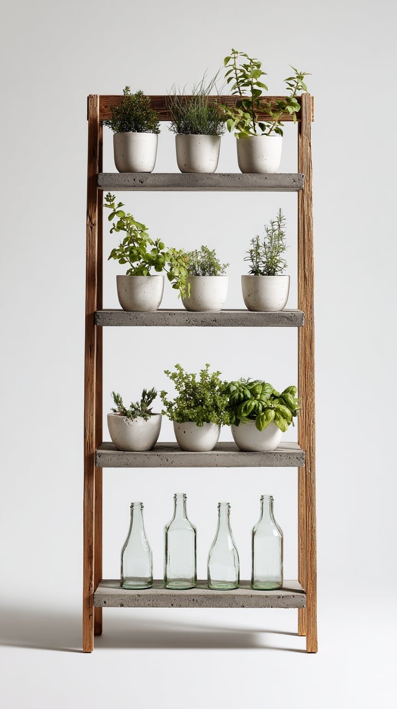 Line a Ladder Shelf with Bottles