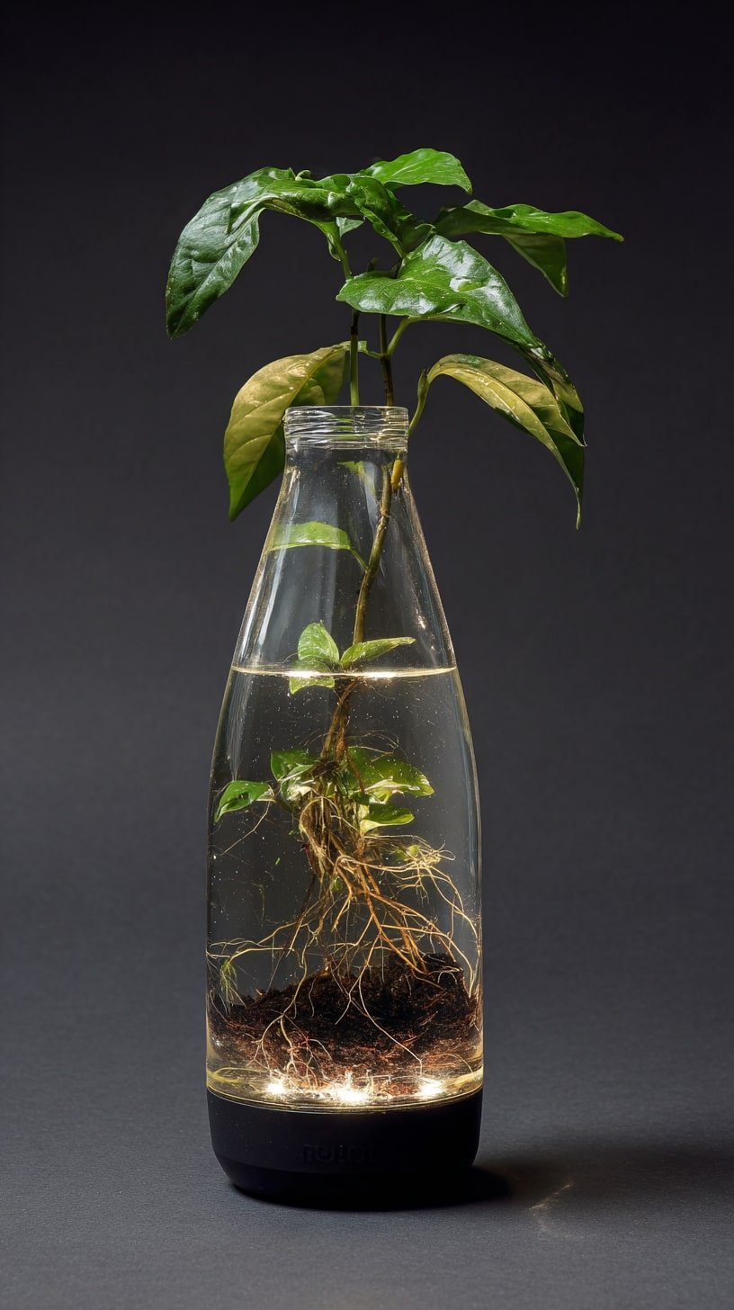 Root Growth a Lit Bottle Base