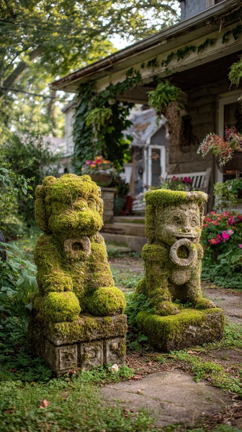 Moss-Covered Statues for Timeless Eerie Charm