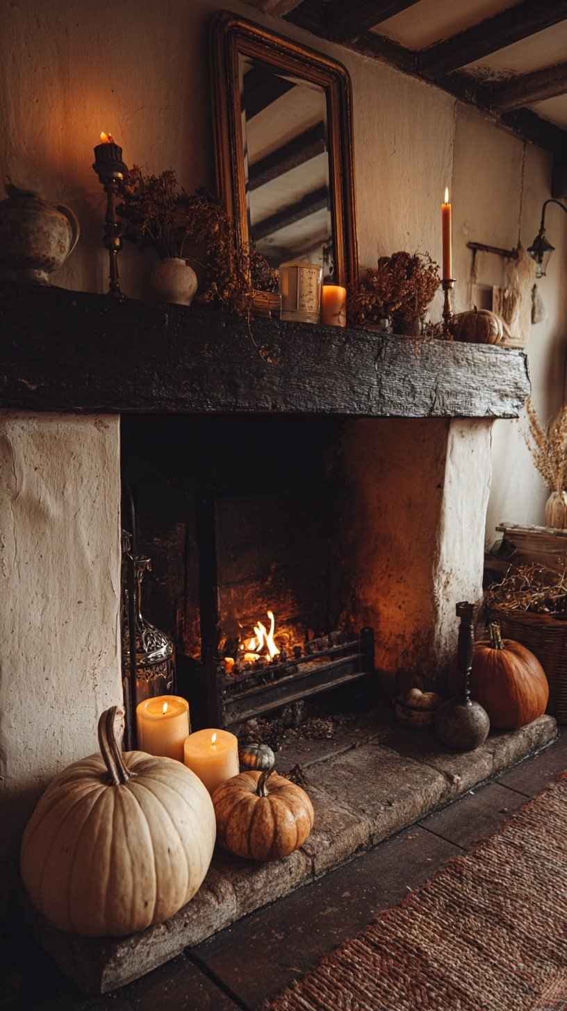 Cluster Pumpkins and Candles for a Rustic Glow