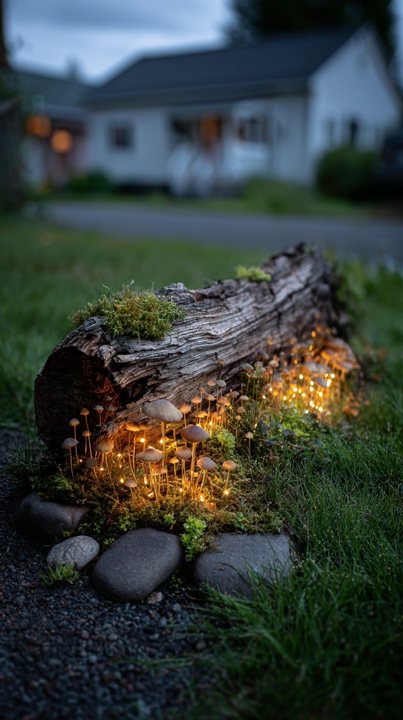Fairy Lights Beneath a Mossy Log