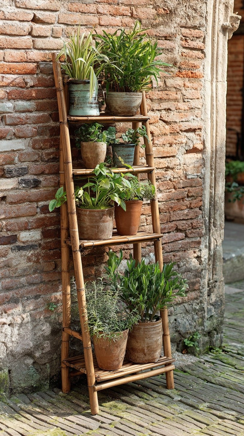 Use Bamboo Rails to Build a Light, Earthy Plant Ladder