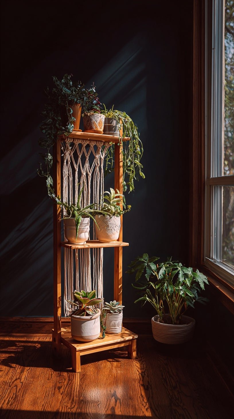 Weave Macramé into Shelving for a Soft Boho Statement