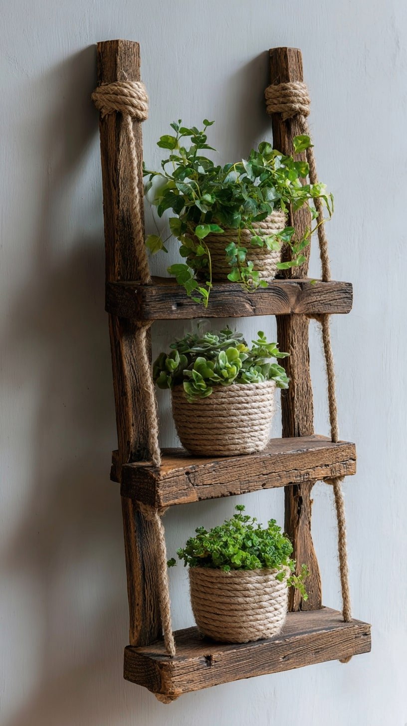 Mount a Mini Ladder Shelf for Rustic Wall Storage