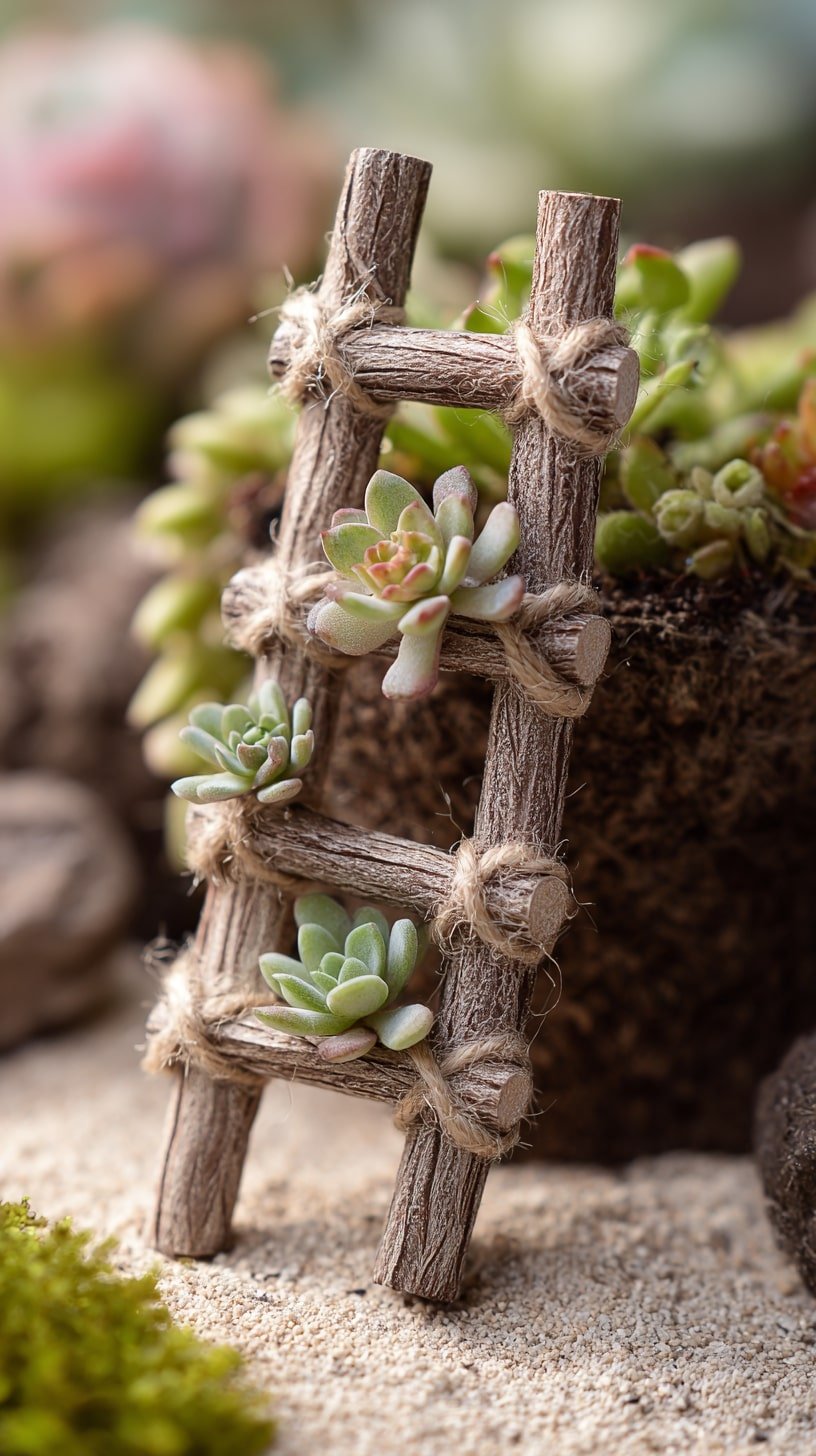 Scale Down with a Miniature Rope Ladder for Succulent Accents