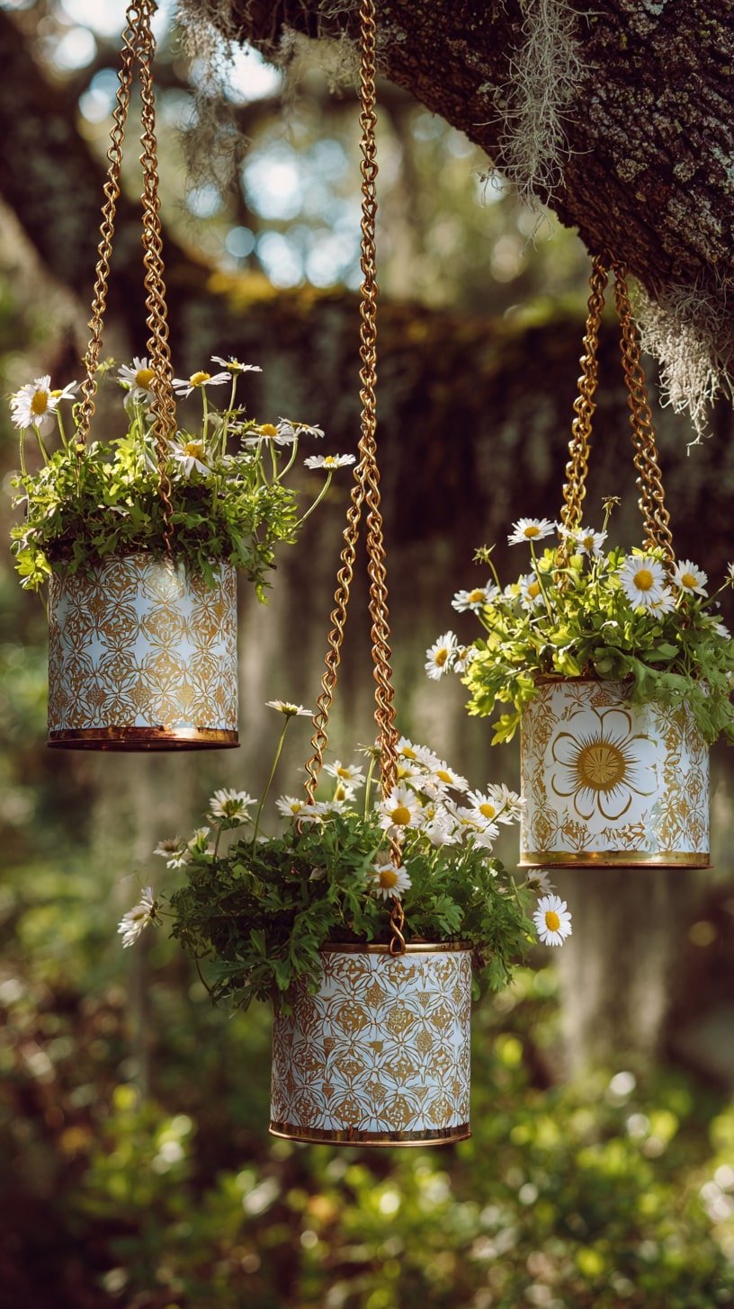 Suspend Floral Tins for a Vintage Garden Focal Point