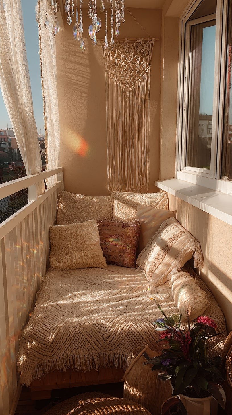 Filter Sunlight with Crystals and Macramé for a Soft Ritual Space