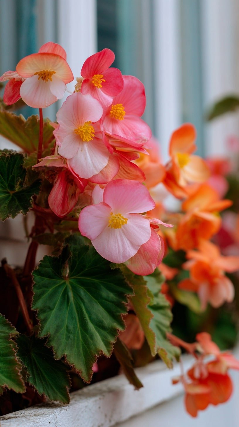 Window Box with Soft-Shaded Begonias
