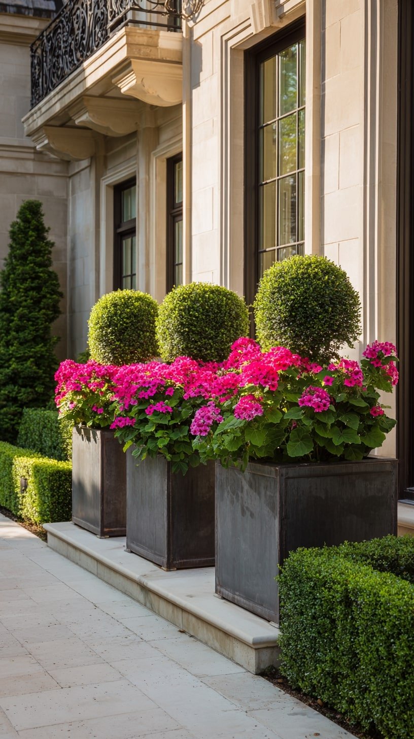 Topiary Structure with Bright Blooms