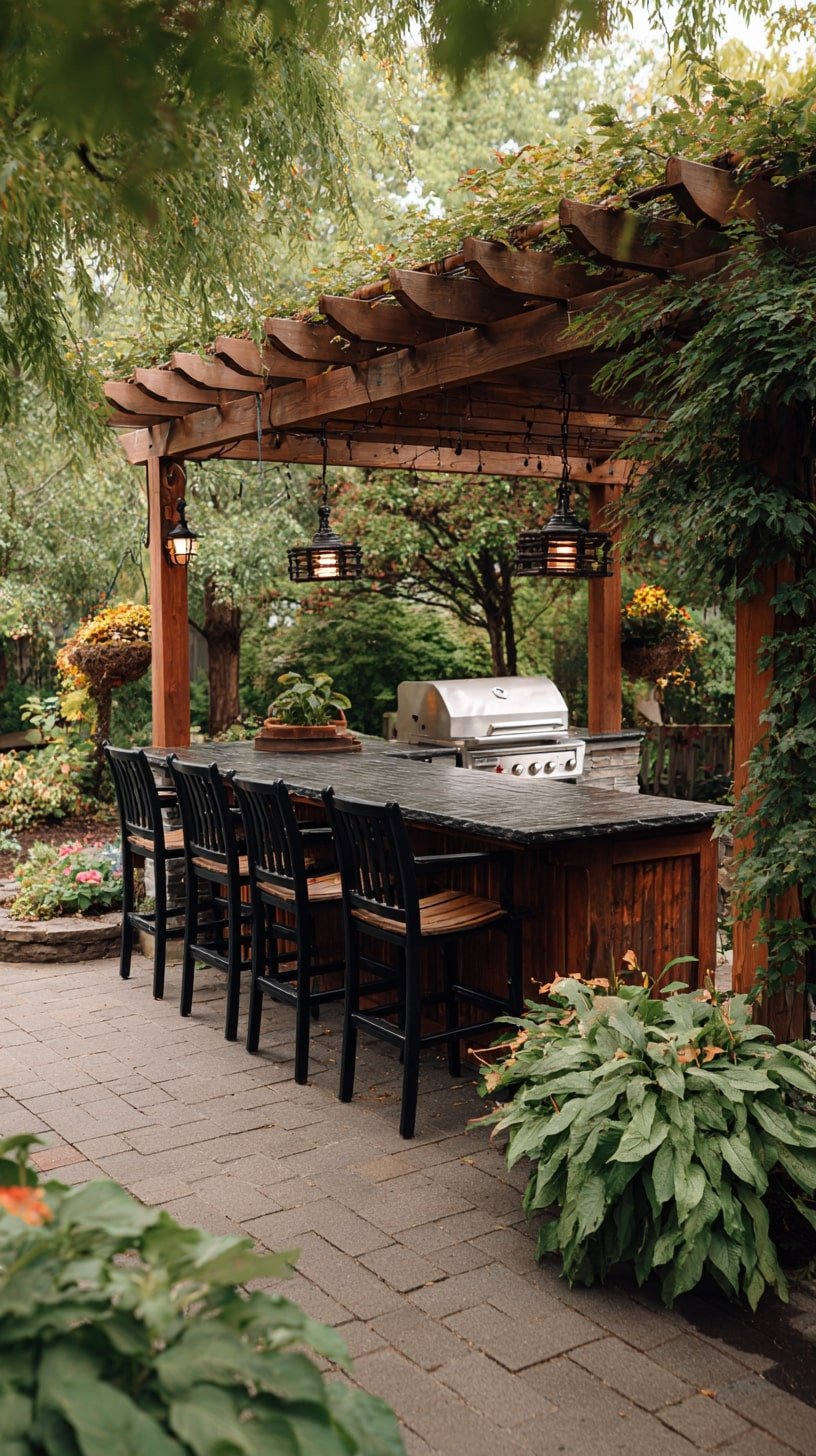 Lantern Pendants to Anchor an Outdoor Kitchen