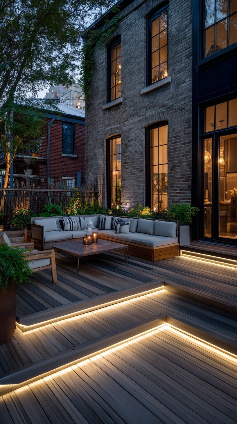 Deck Steps with Recessed LED Strips