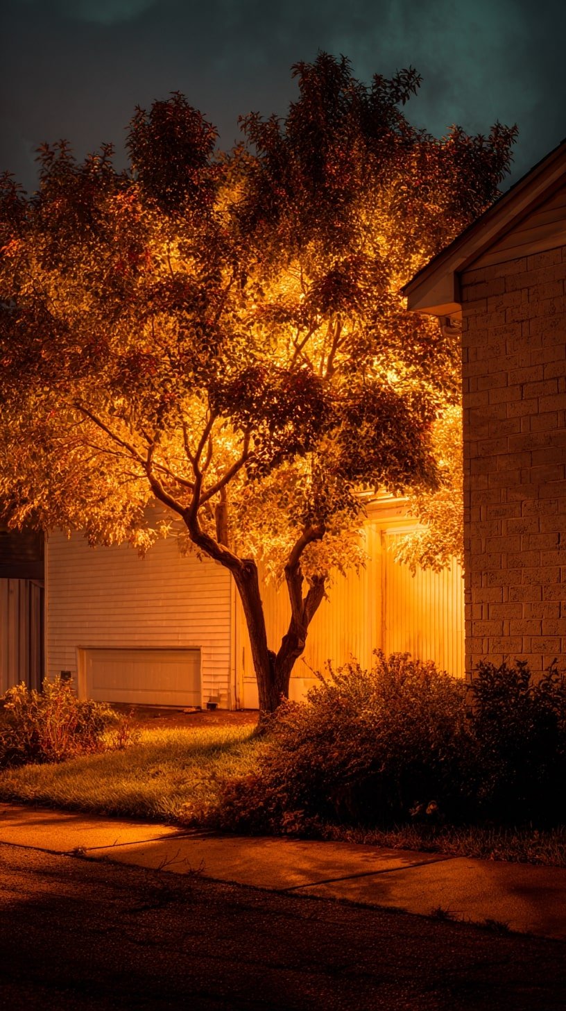 Street Tree with Wall-Wash Lighting